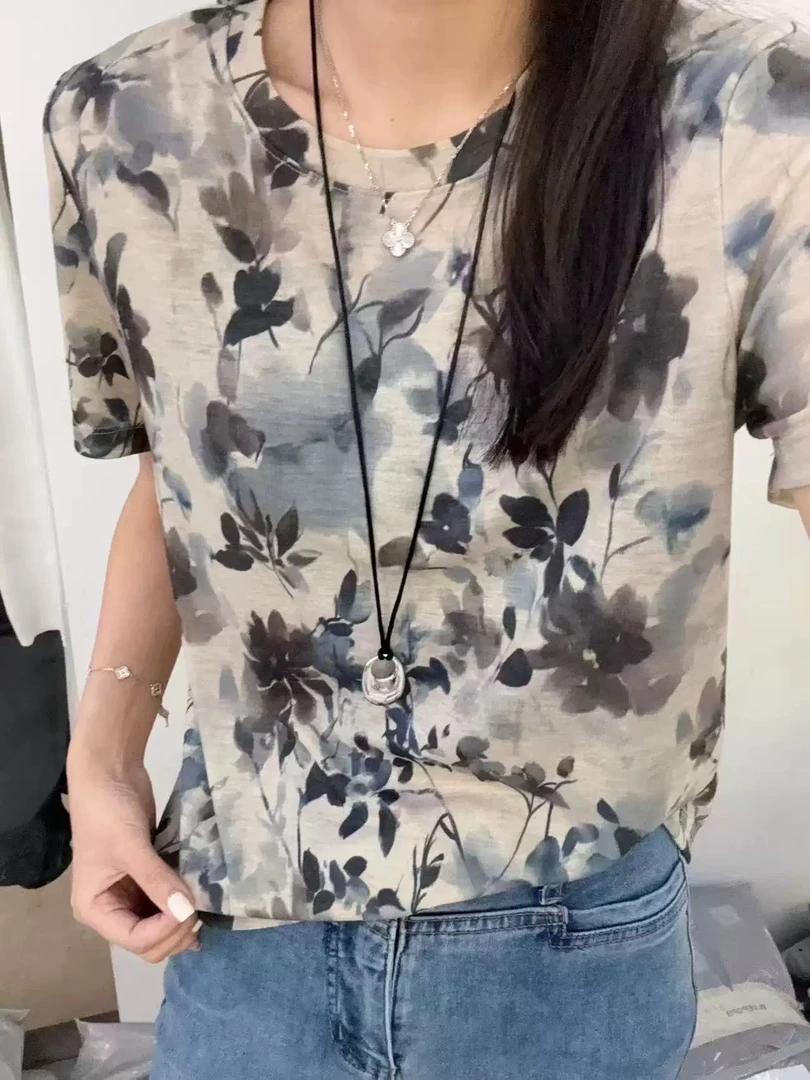 初秋家夏季新款雨夜幽兰短袖内搭衫