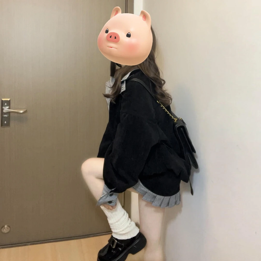 韩系学院风黑色套装裙子女秋季2025新款巨好看miu系穿搭套装短裙