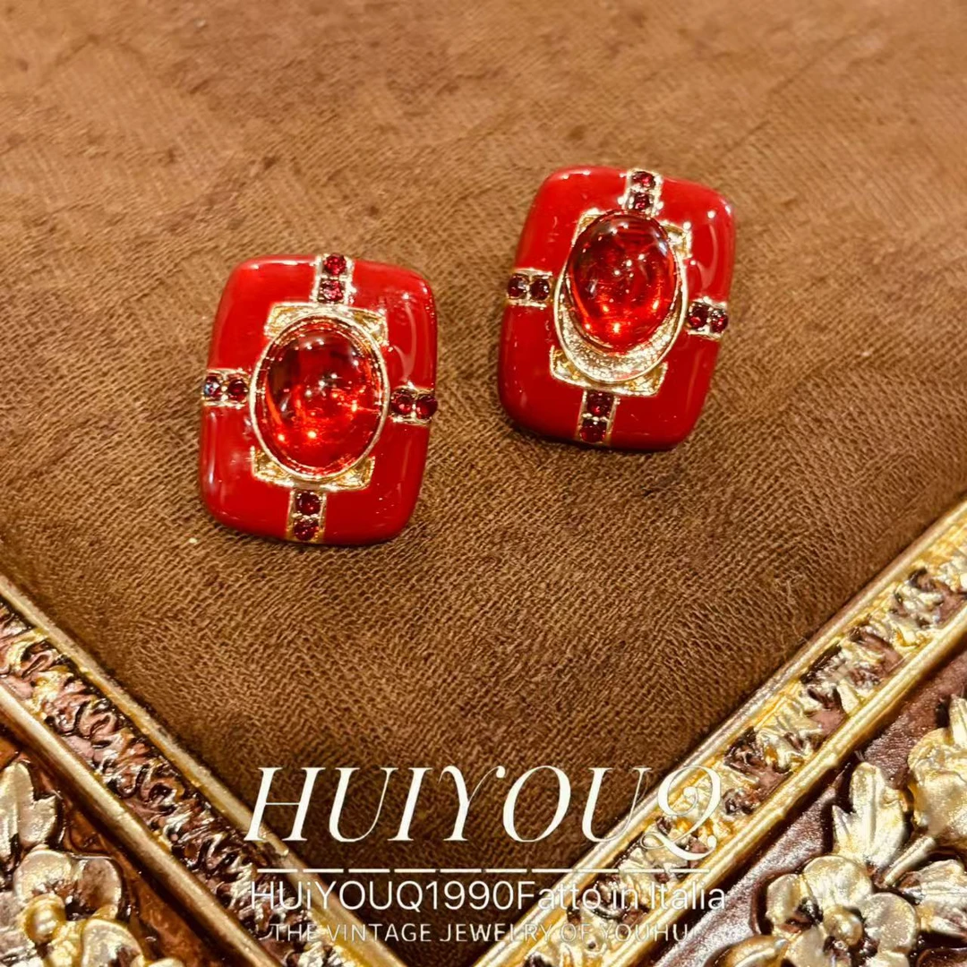 铜合金耳饰 【古铜密符】红色复古耳钉622