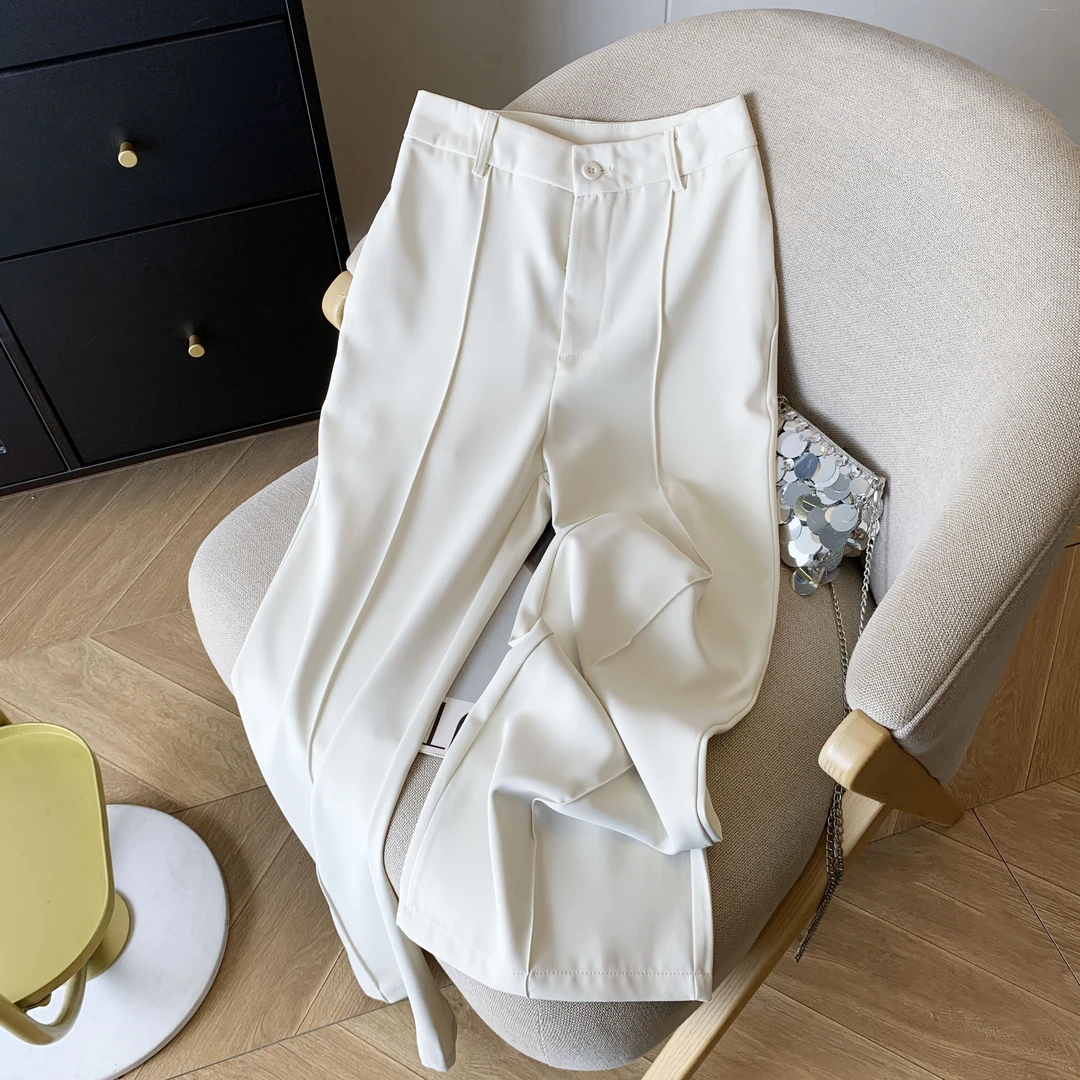白色阔腿裤女2025夏季新款职业休闲裤高腰垂感显瘦直筒西装裤长裤