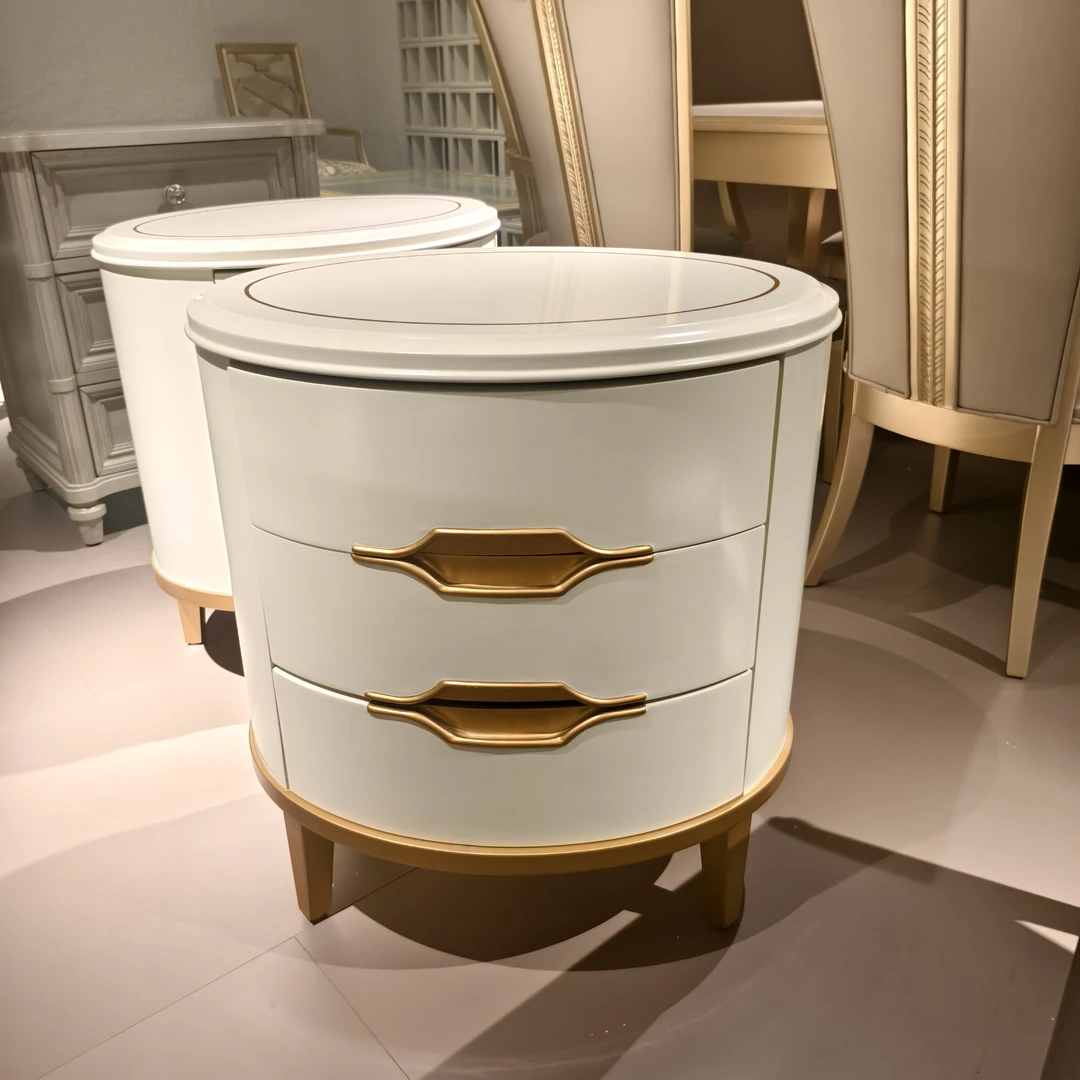 美式轻奢实木床头边几柜合集