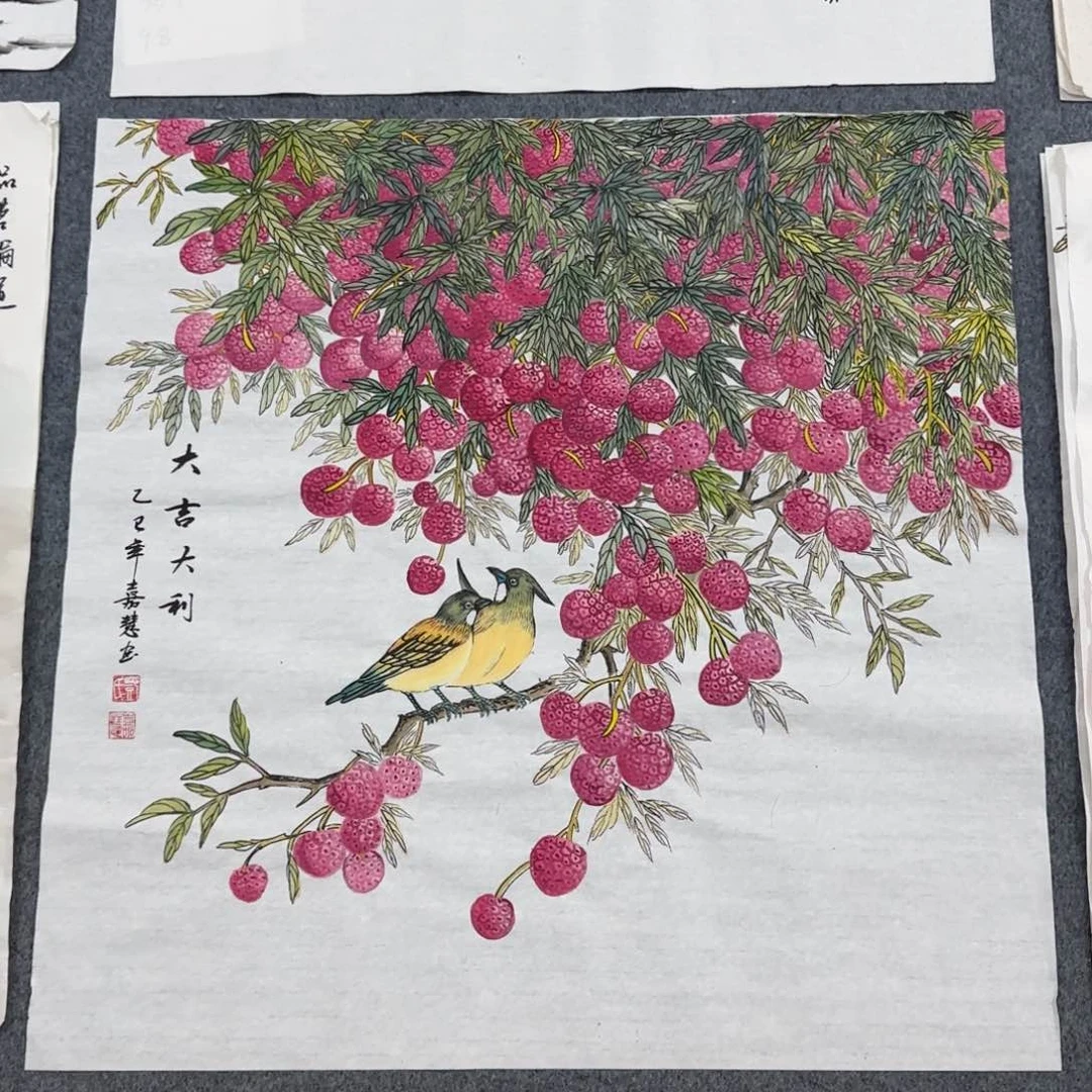 国画尺寸70X70手绘作品