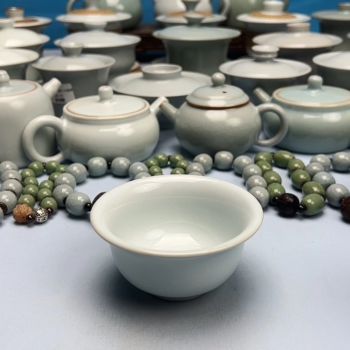 杯微微暇月白釉压手杯原矿原釉原产地