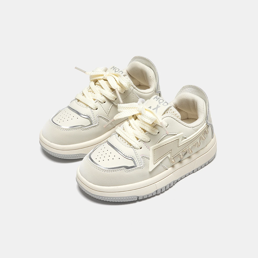 MQD/马骑顿休闲风低帮女童上学专用板鞋百搭男童小白鞋软底122