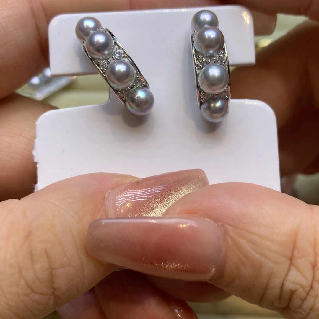 银S925镶嵌耳饰海水珍珠