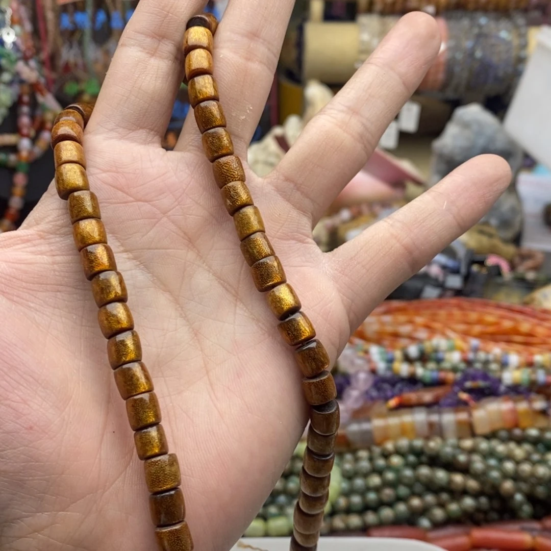 玛瑙/玉髓未镶嵌珠宝半成品一条天然7mm金丝l柳A747