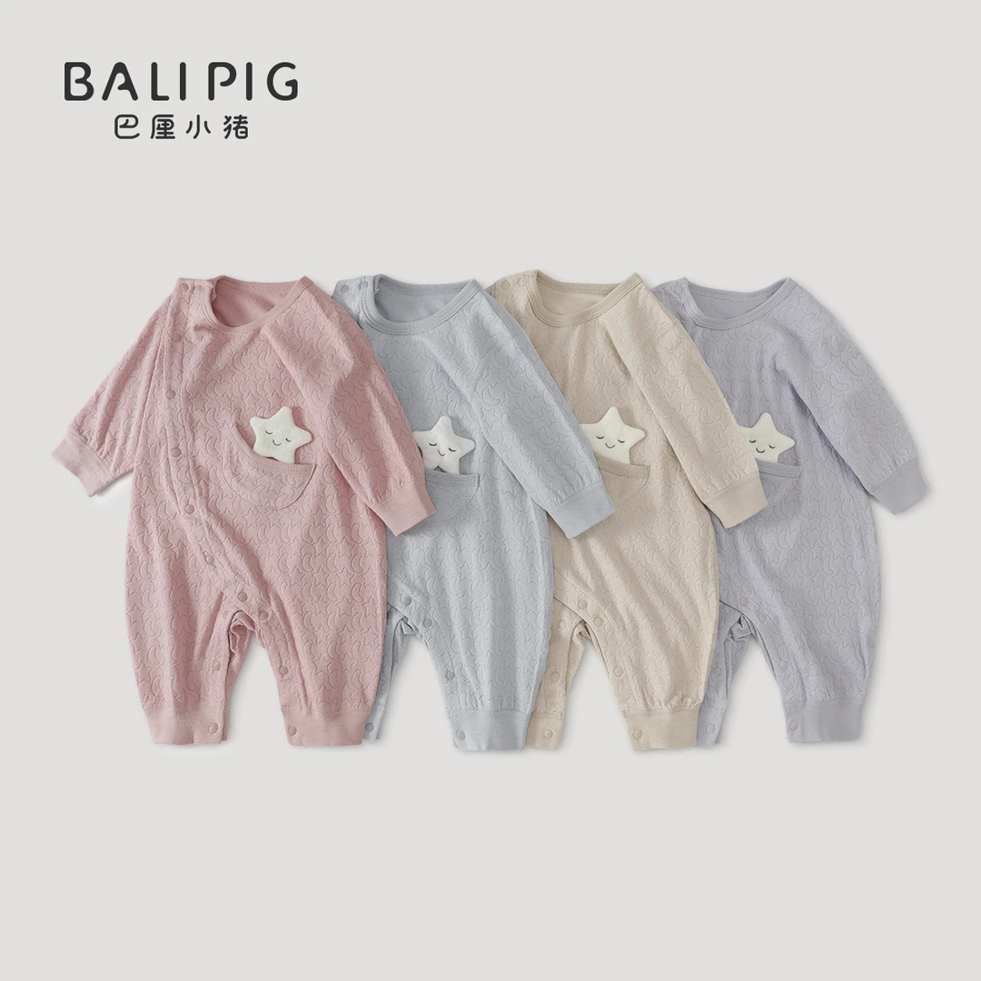 婴儿秋季衣服新生儿春秋连体衣初生儿爬爬服莫代尔宝宝可爱哈衣
