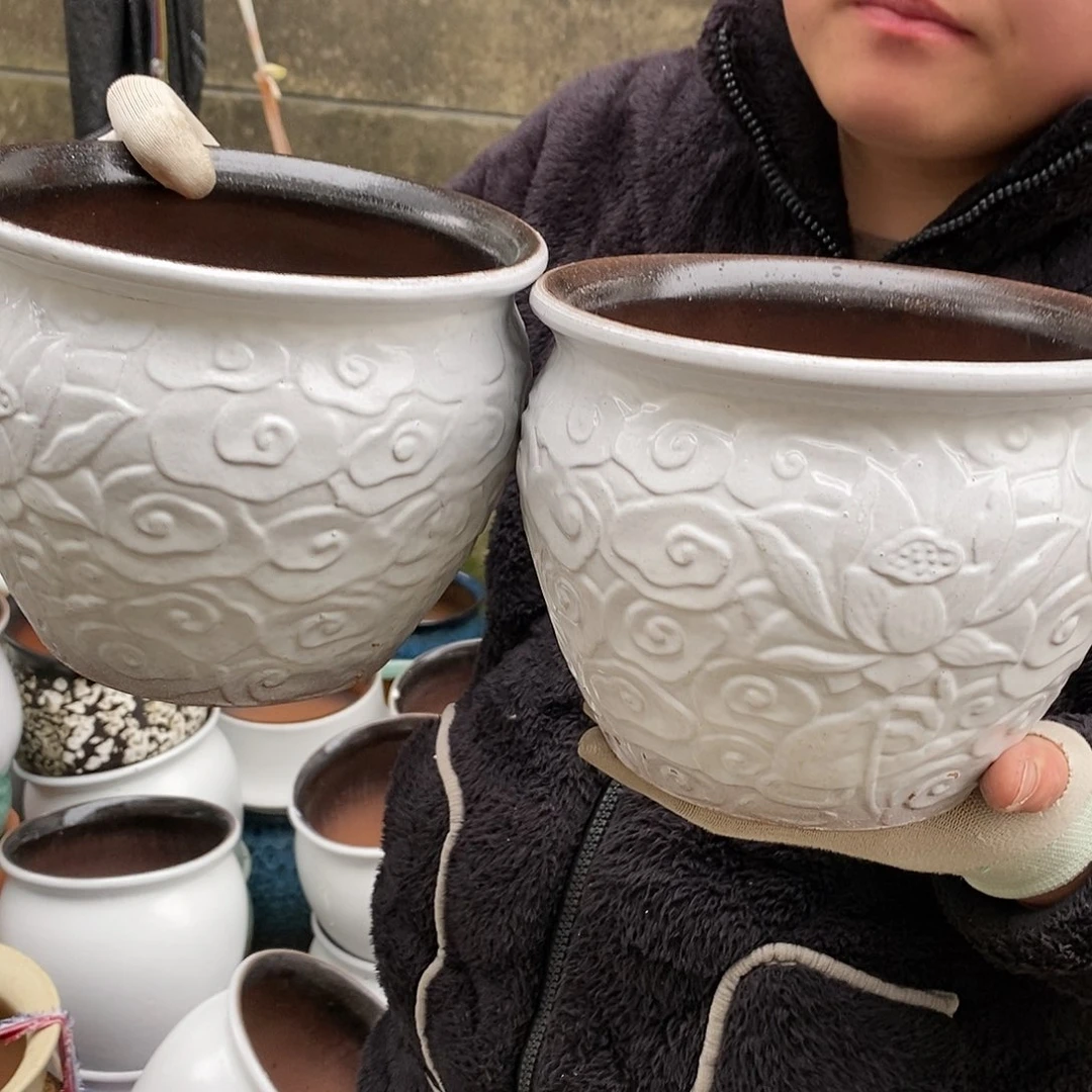 紫砂花盆瑕疵口20高16