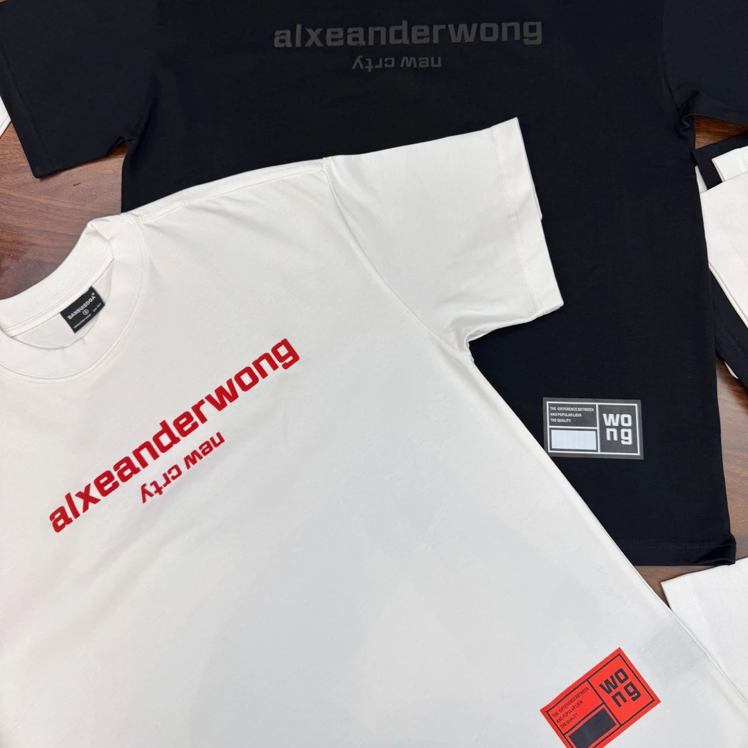 小领口宽松重磅纯棉【WONG】短袖T恤，男女同款