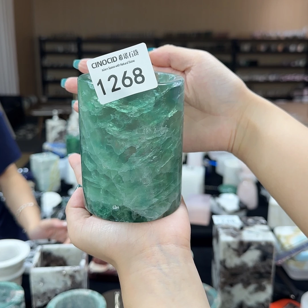 石材沐*姨1268绿水晶棉签罐