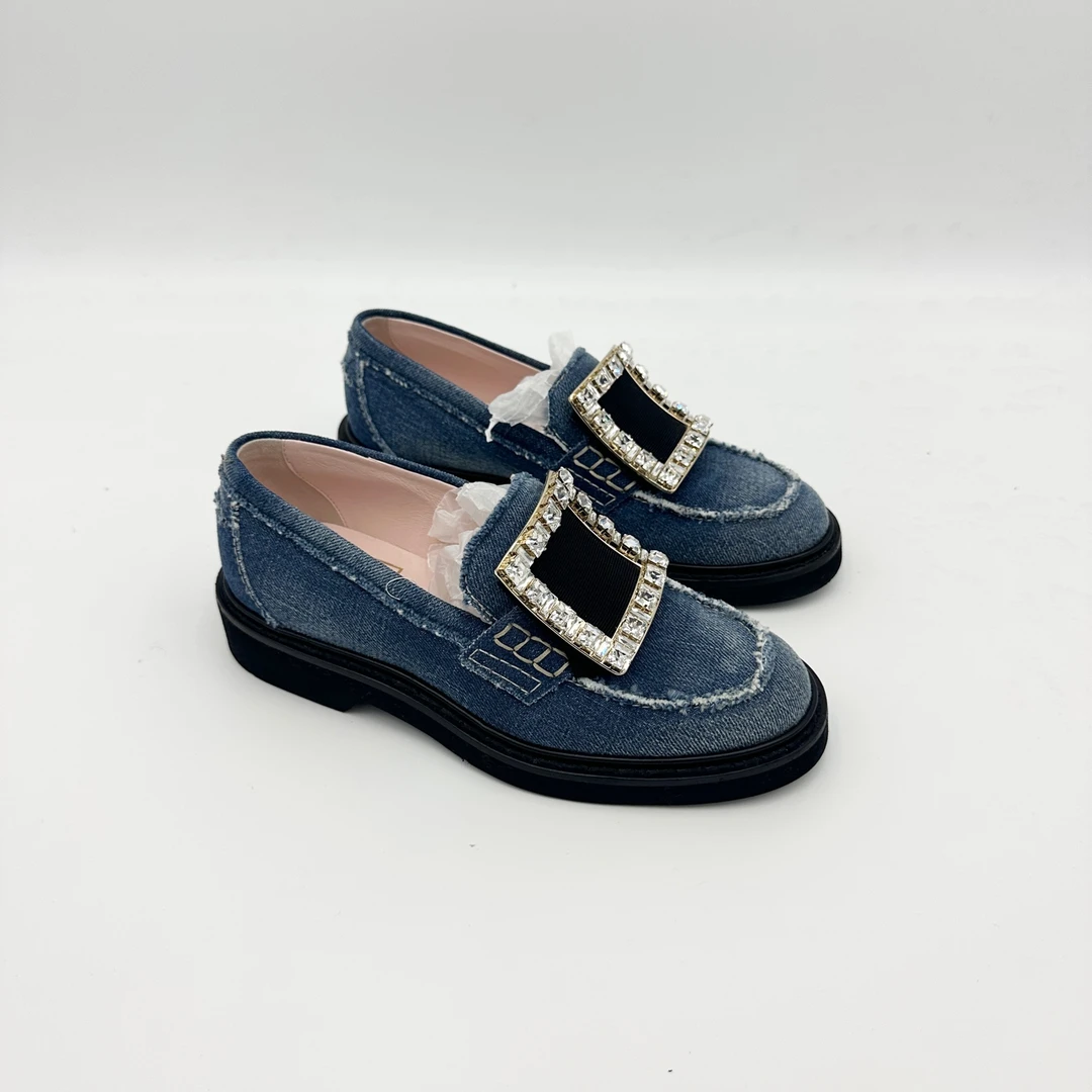 99新 Roger Vivier/罗杰·维威耶 36码/牛仔钻扣乐福鞋/pp0577