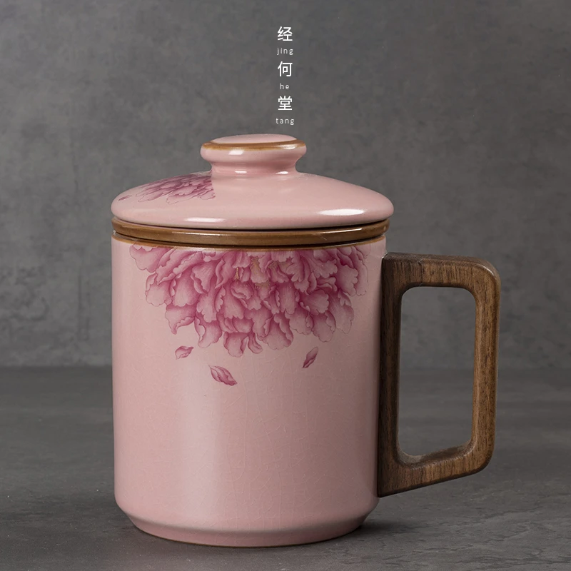 粉汝高档茶水分离泡茶带盖马克杯办公室家用伴手礼大容量教师节