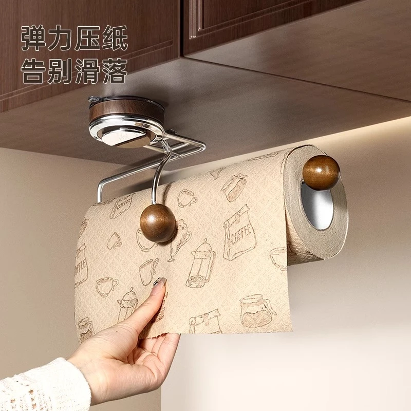 吸盘厨房纸巾架免打孔橱柜用纸挂架抽纸卷纸架懒人抹布保鲜膜挂架