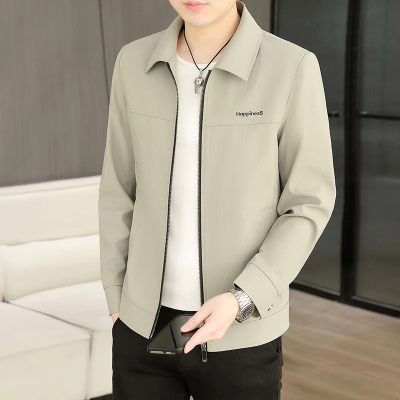 外套男春秋季新款上衣商务休闲夹克男装翻领时尚百搭工装行政上衣