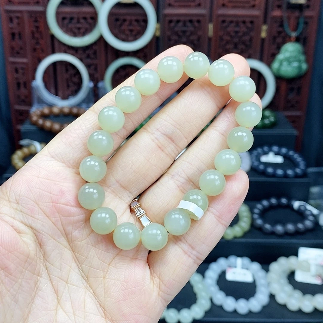 和田玉手串未镶嵌蜂蜜水10