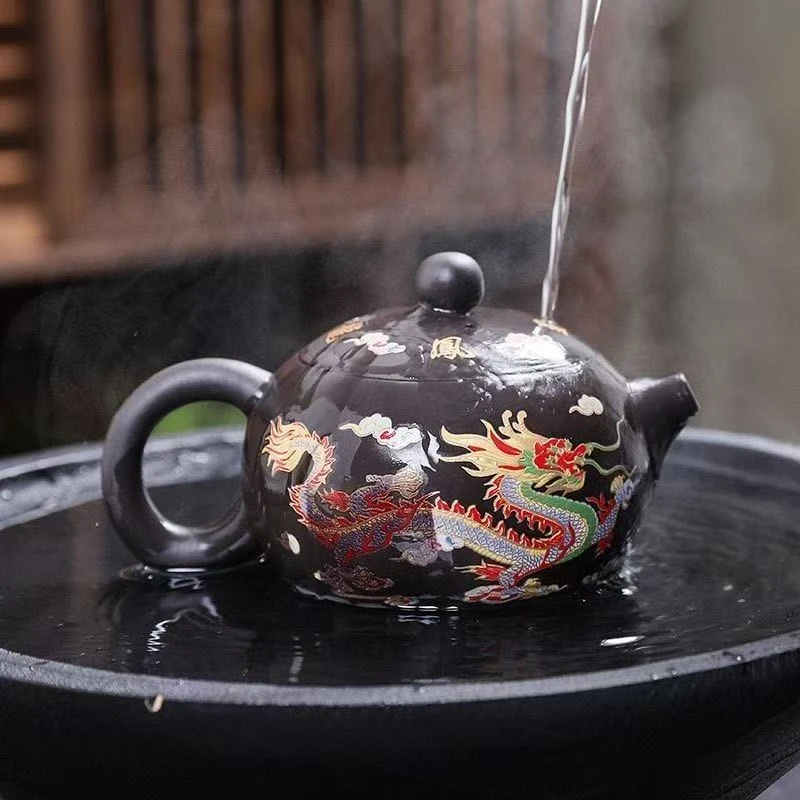 龙凤呈祥变色西施壶遇热变色半手工壶一壶两杯250ml bb