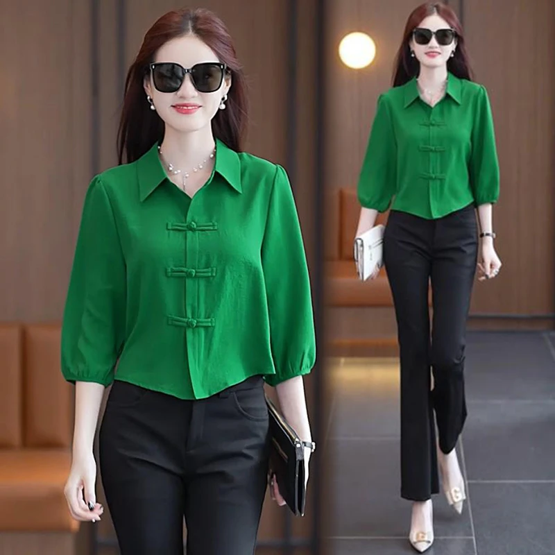 中国风设计感小众气质时尚衬衫女2025年春秋新款宽松遮肉显瘦上衣
