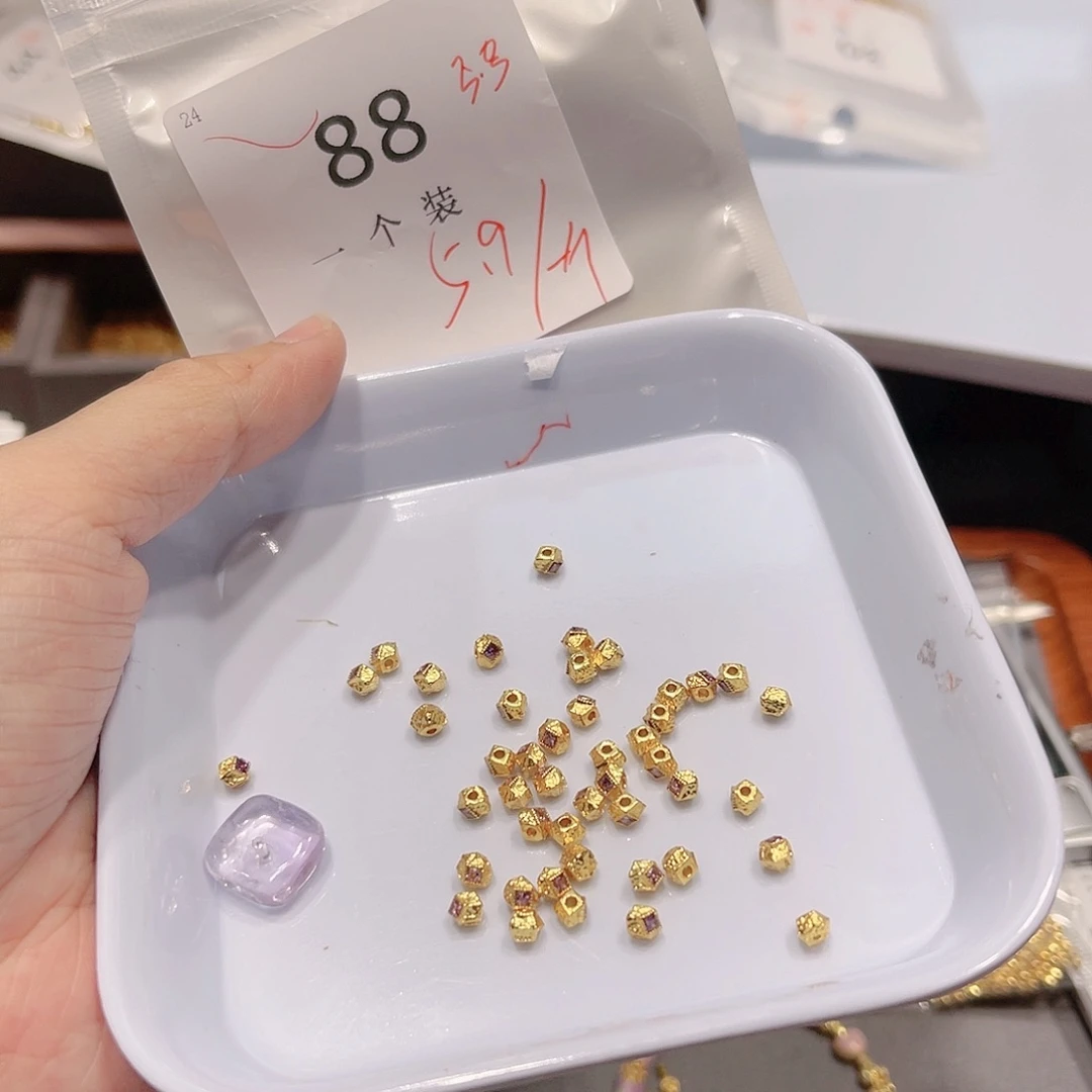 水晶珠宝半成品银S925镀金镶嵌88