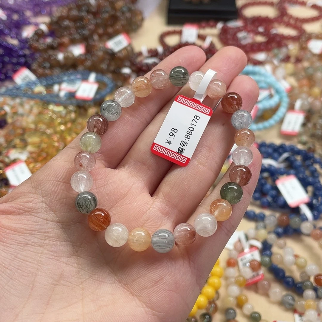 水晶手链未镶嵌彩兔毛