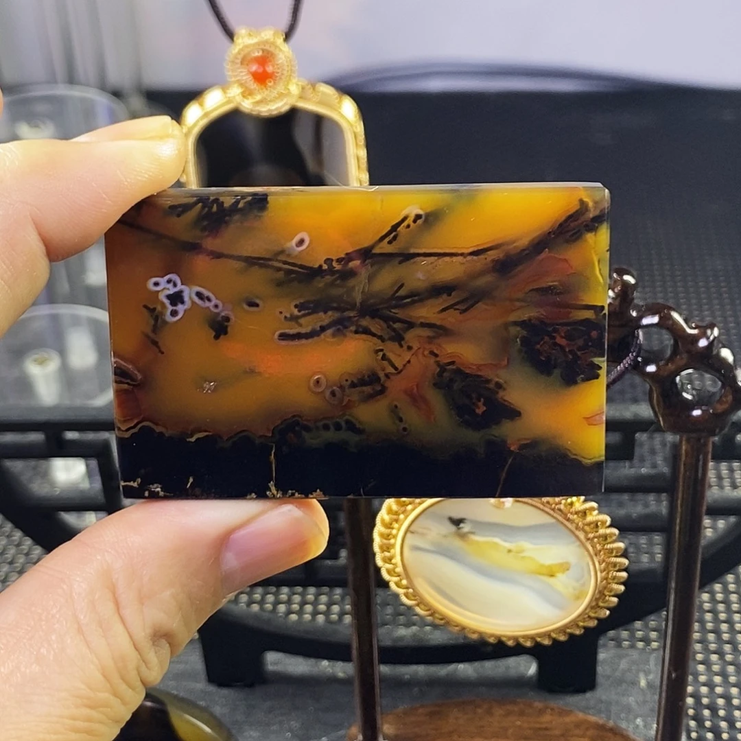 合成碳硅石非金属时尚图纹画面石饰品