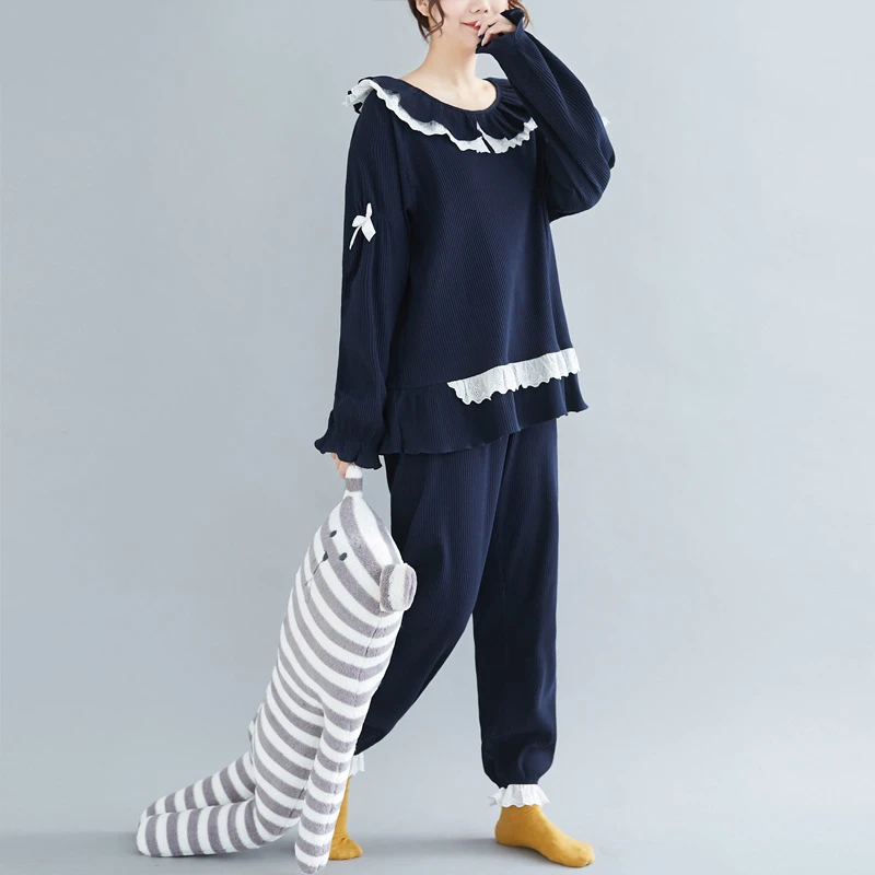 ZZ1907特大码女装特价清货批发大码女装胖MM韩版蓝色休闲睡衣套装