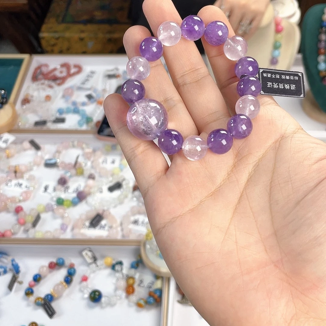 水晶手链银S925镀金镶嵌