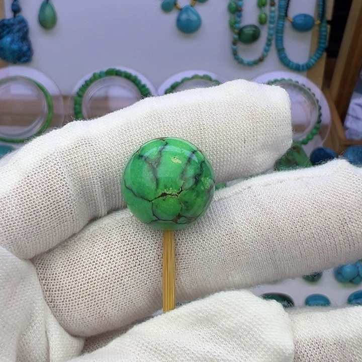 菜籽绿网花圆珠15.5mm兰