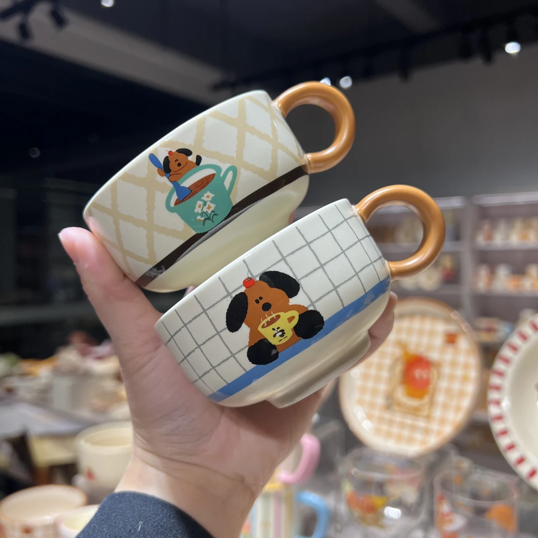 【ZY】简笔画小狗系列马克杯对杯陶瓷小茶杯喝水杯高颜值可爱杯子