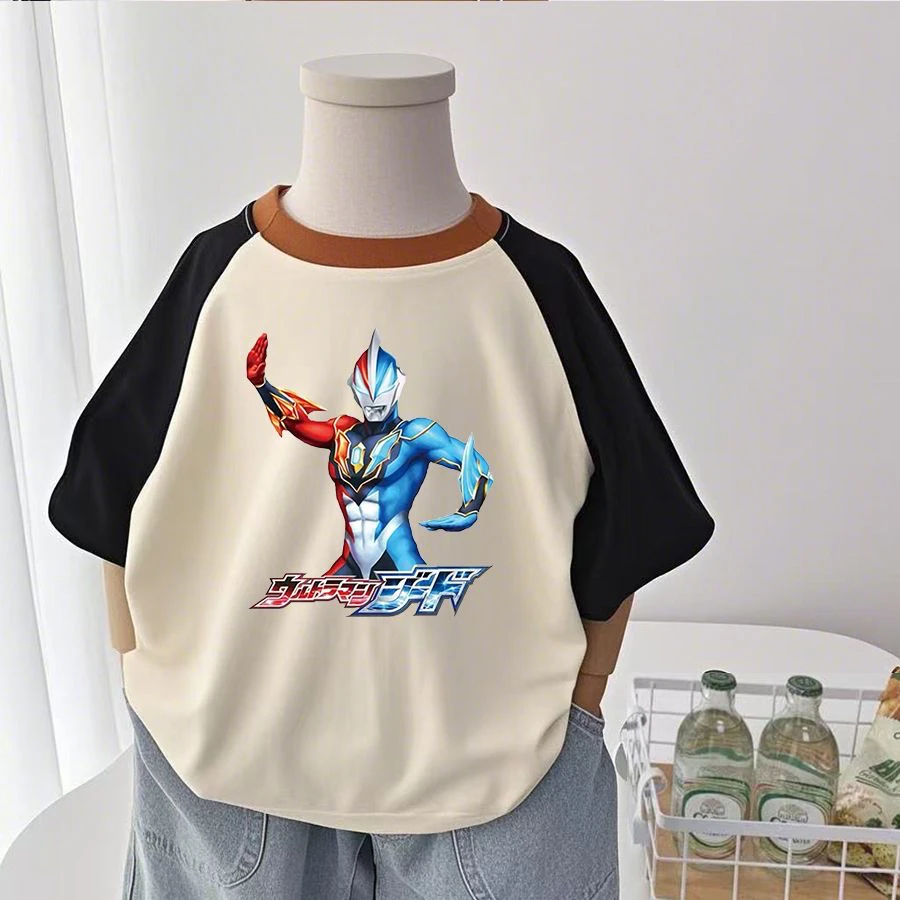 多图~男童短袖T恤奥特曼衣服夏季中小童时髦帅气圆领半袖纯棉上衣