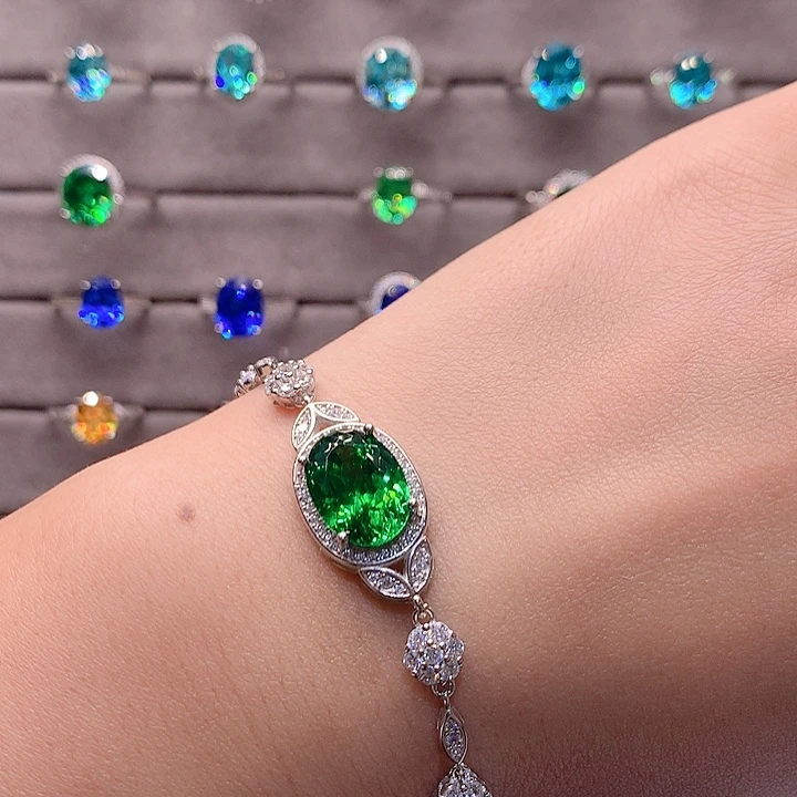 苏***果925银森林绿时尚手链