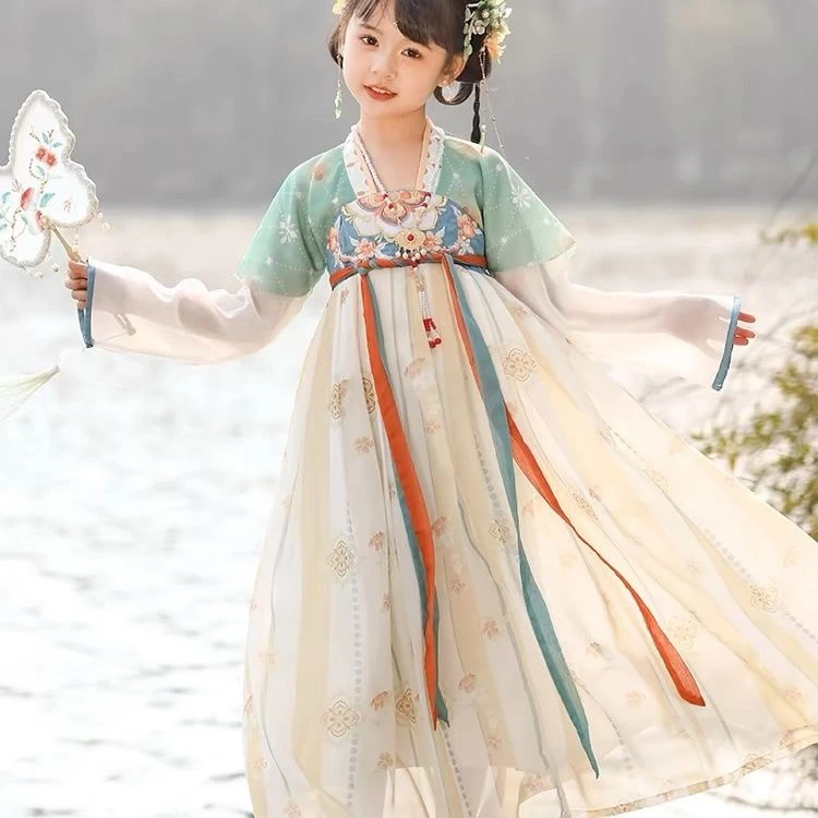 汉服女童2025新款夏季薄款儿童古风超仙裙子夏款小公主新中式古装