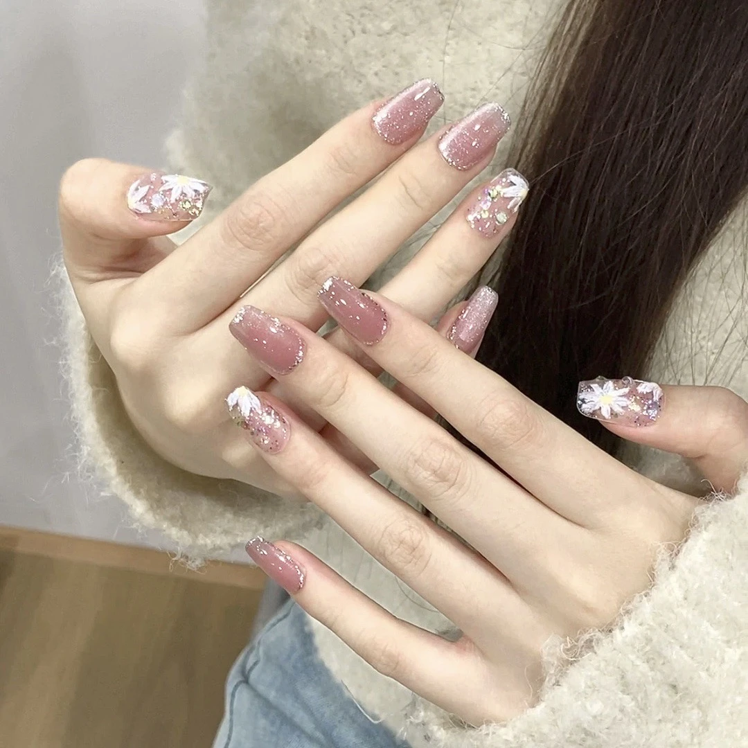 手工穿戴甲陌上花开猫眼花朵美甲温柔甜美气质可拆卸美甲片百搭