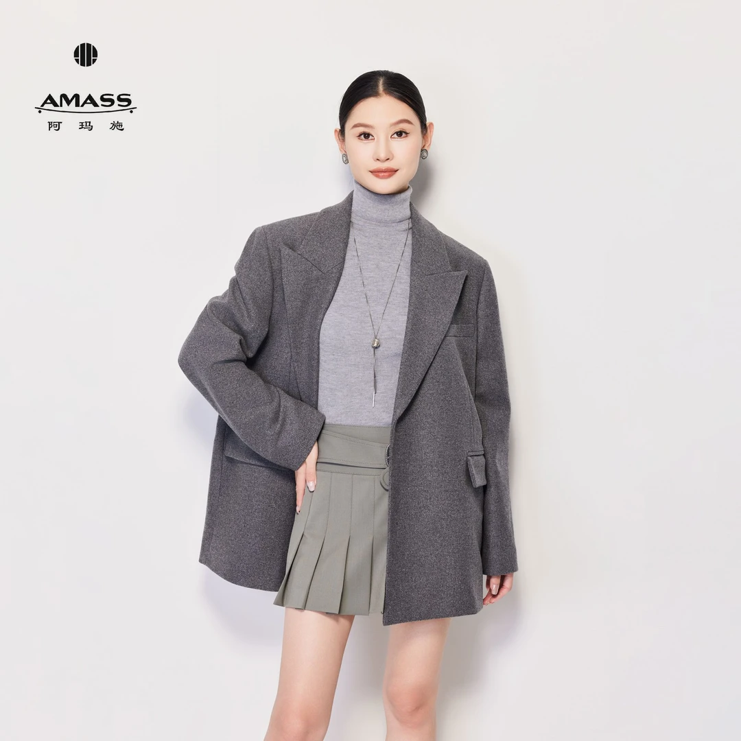 AMASS/阿玛施高级INS风轻职翻领廓形毛料西装外套-540094-7109021