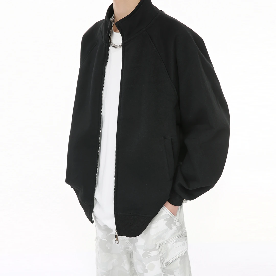 Voguo Relay韩风双向拉链高级灰boxy短款立领秋冬款外套男女同款