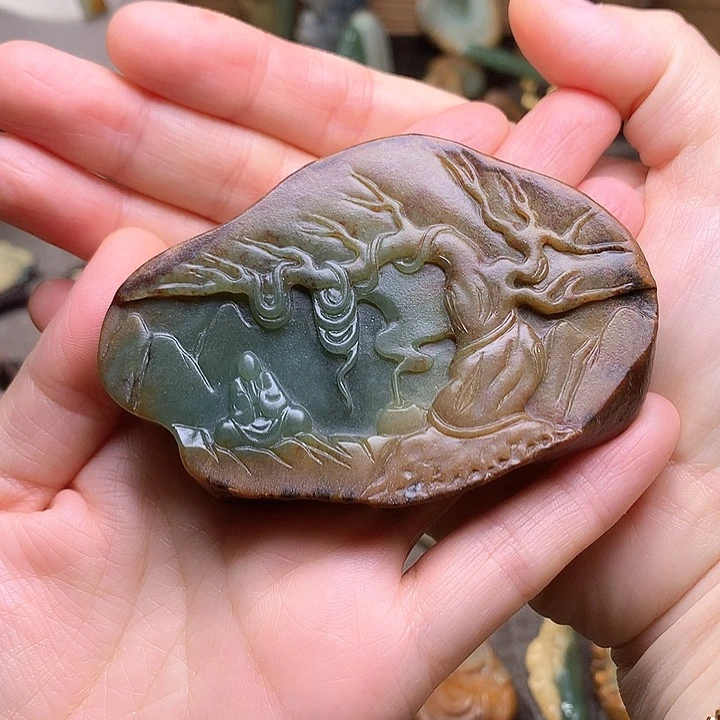 岫岩河磨玉（透闪石质玉）手把未镶嵌?****?