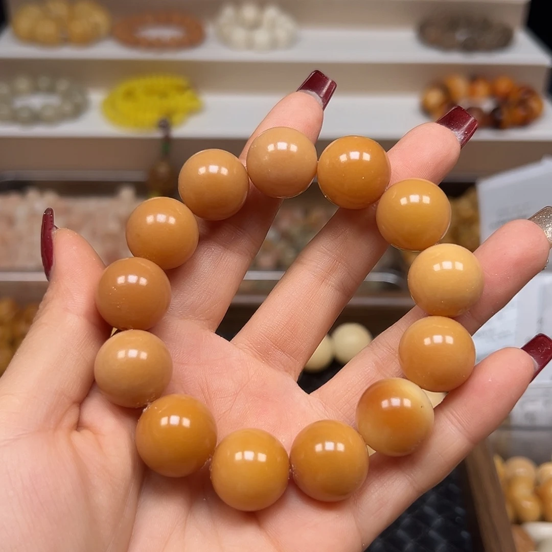 手串菩提根/象牙果微瑕16奶咖圆1条