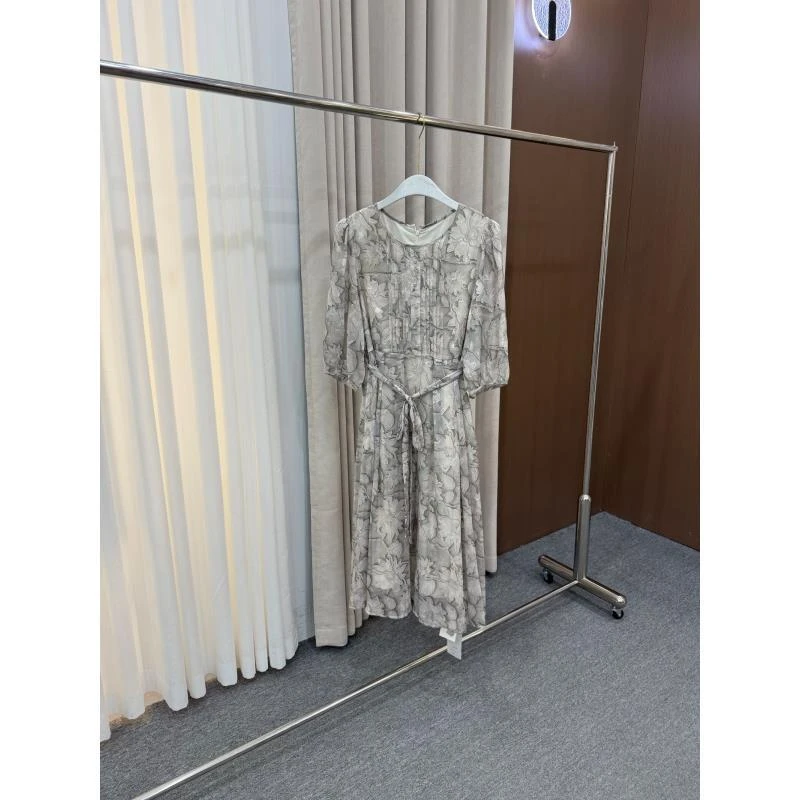 DV 5057夏季新款七分袖法式气质碎花连衣裙