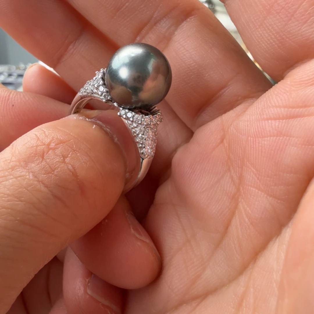 海水珍珠戒指银S925镶嵌