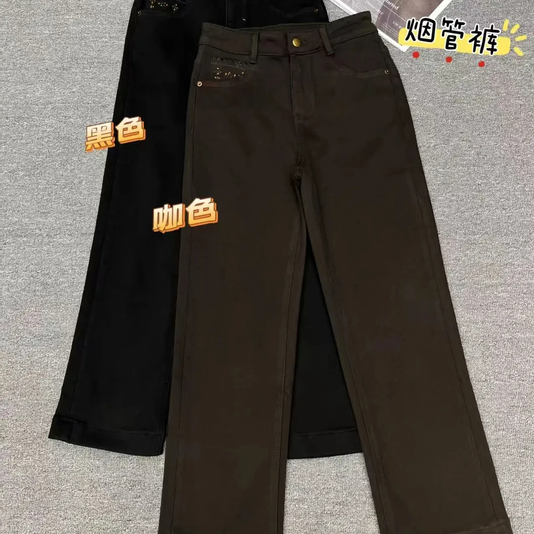 311高腰加厚四面弹窄版烟管牛仔裤女