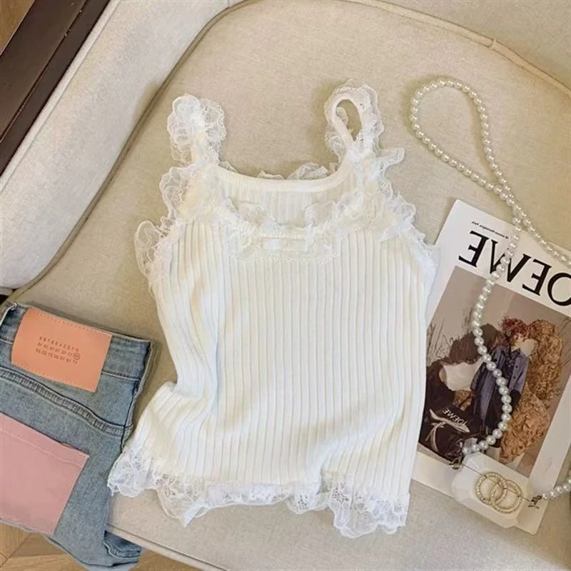 蕾丝花边纯欲高级柔软背心针织女