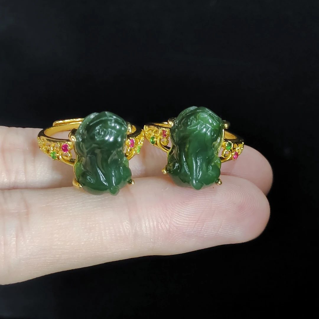 【老三珠宝】和田玉貔貅戒指X9【多样性发其一】约13-6-5mm