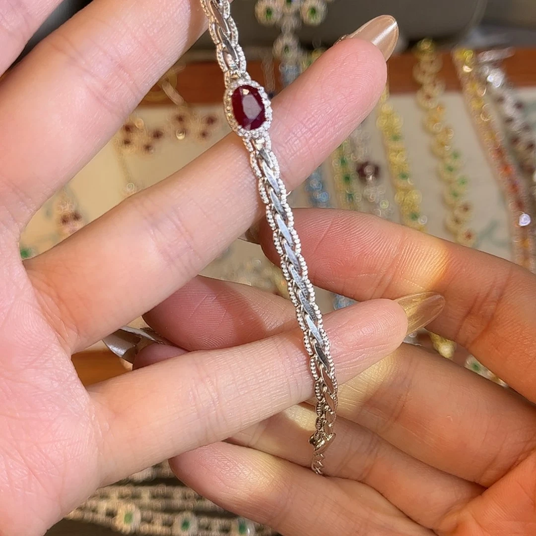 红宝石手链银S925镶嵌