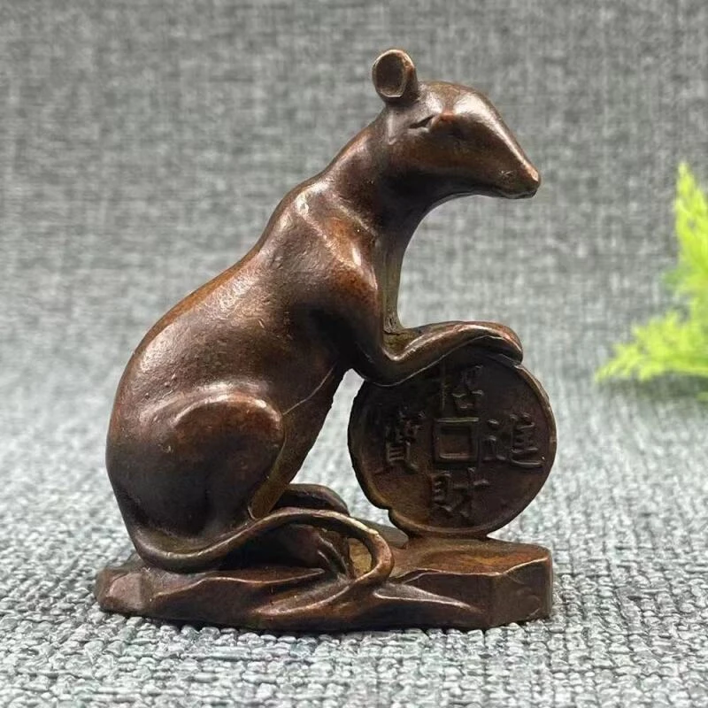 精工铜摆件荣宝斋鼠