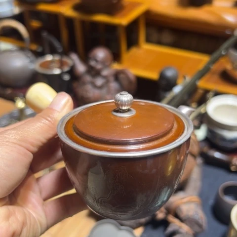 蜜安罐瓷香炉锡茶则