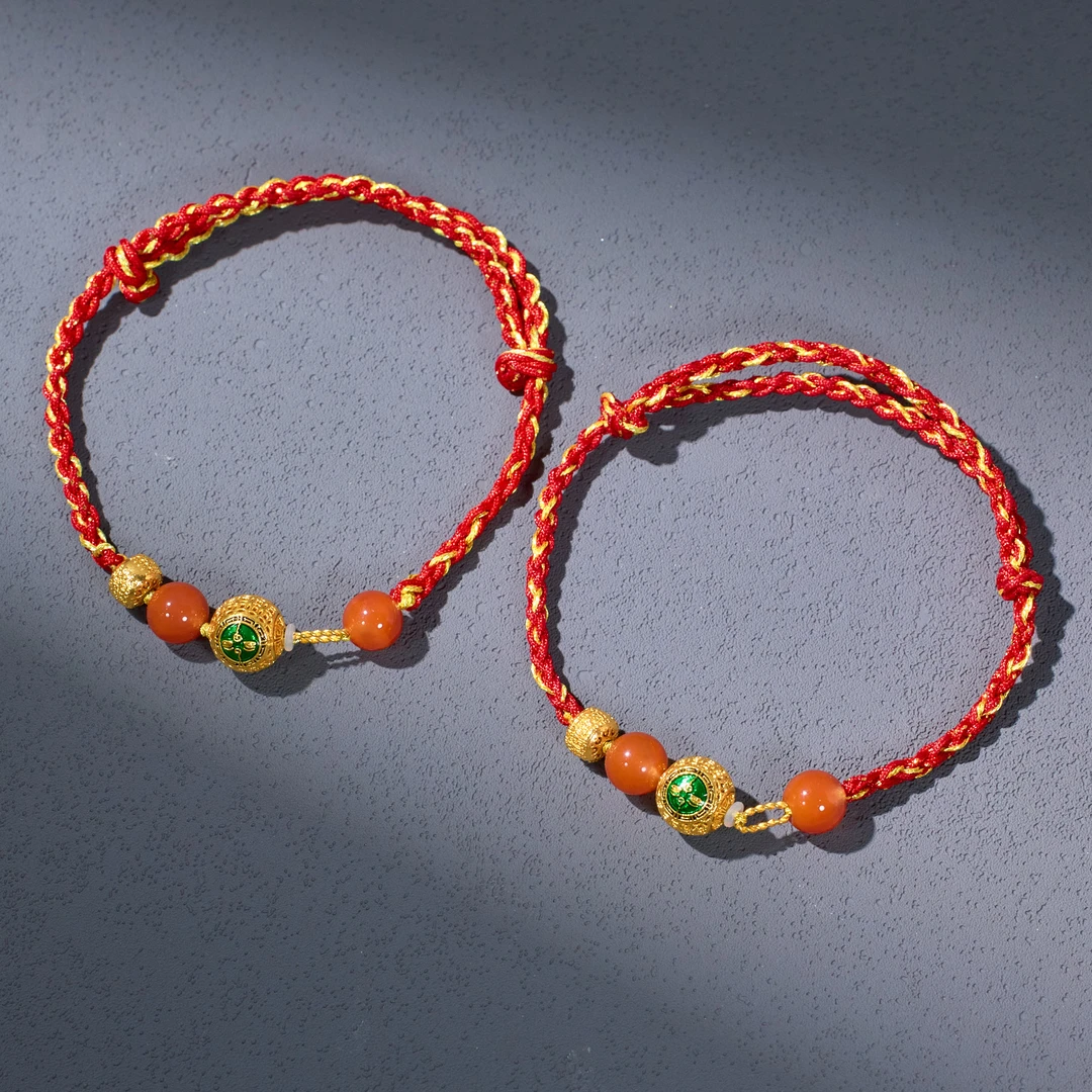 【歪歪】（素金）财神眼红绳*18K金镶嵌（多样性发一）XB-J6700