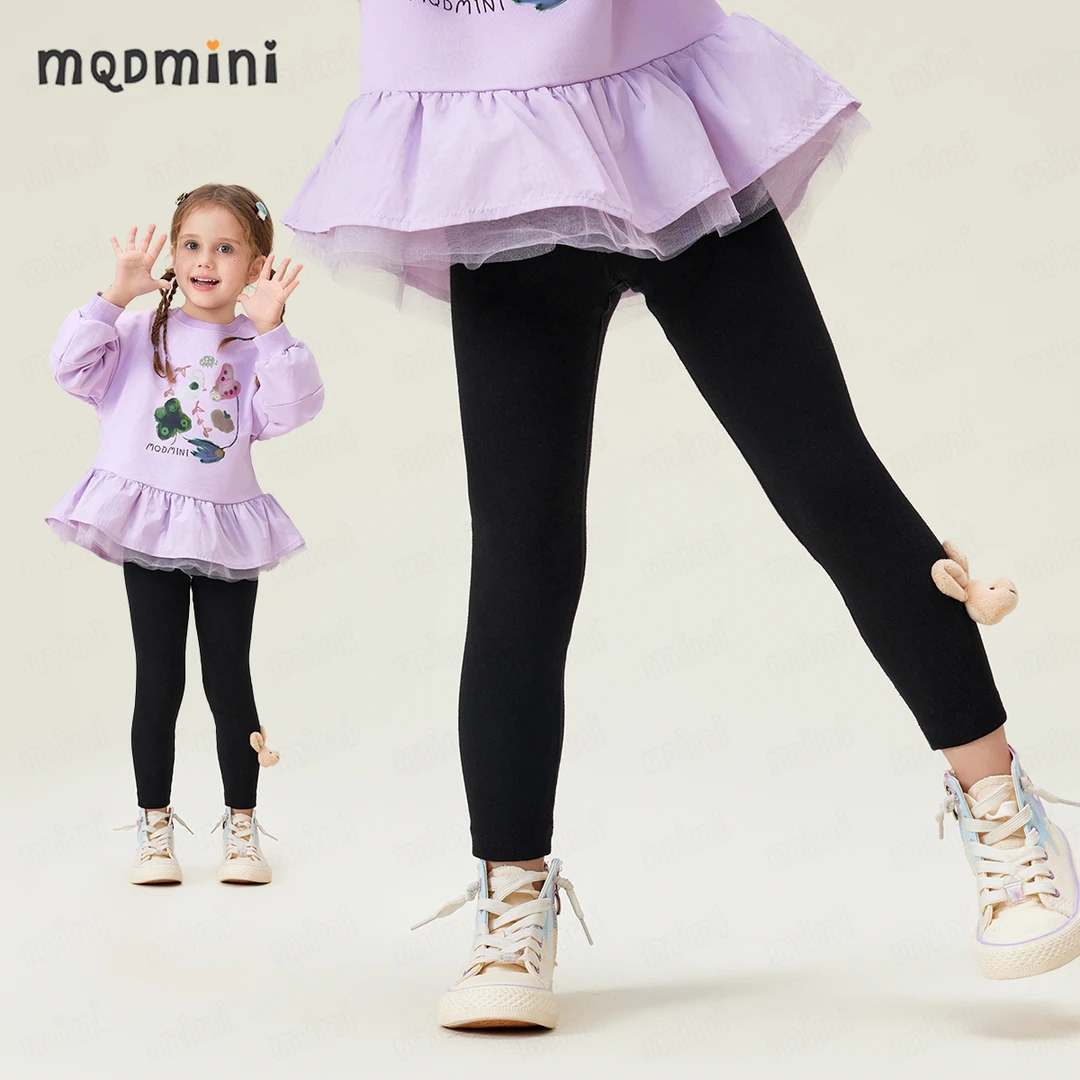 MQDMINI【立体玩偶】儿童打底裤秋季新款女童休闲裤宝宝高弹童装