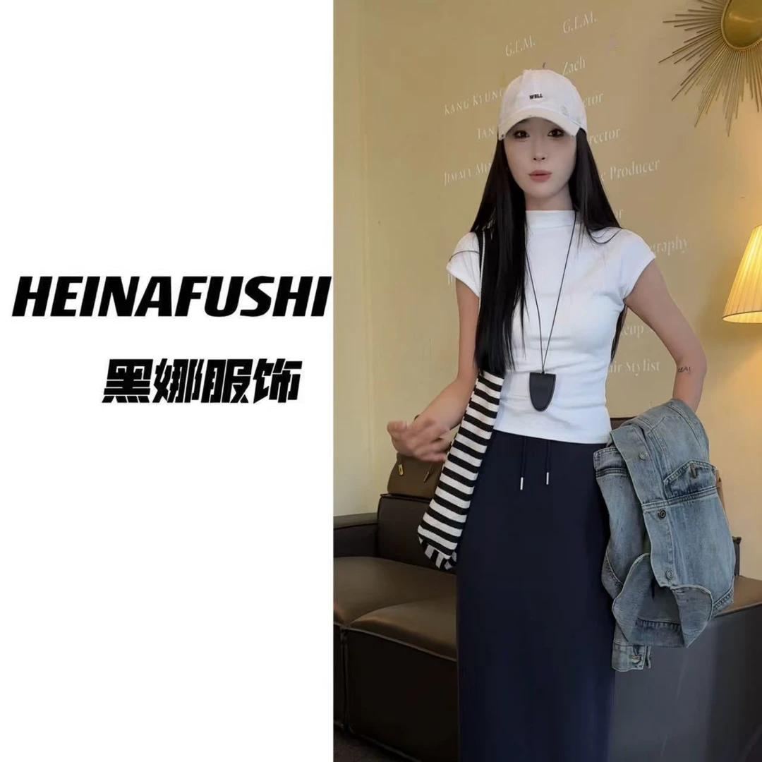 HEINA【简约百搭】秋款半高领修身短袖A169