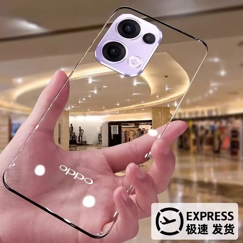 适用opporeno14手机壳新款无边框14pro超薄透明防摔13pro镜头全包