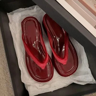 2024年新款夏季松糕厚底人字拖鞋女鞋子外穿夹脚海边沙滩凉拖凉鞋