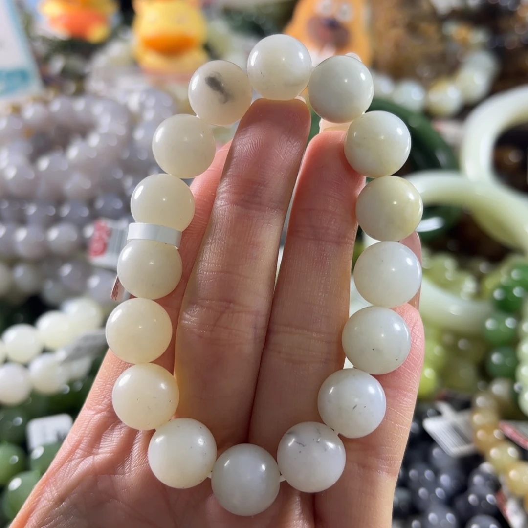 明***影和田玉未镶嵌手串6